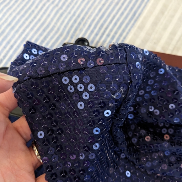 AQUA Deep V Sequin Embellished Dress in Navy - Picture 6 of 6